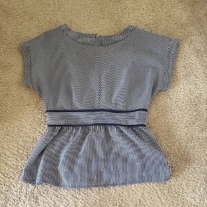 Monteau Striped Navy Blue Peplum Top